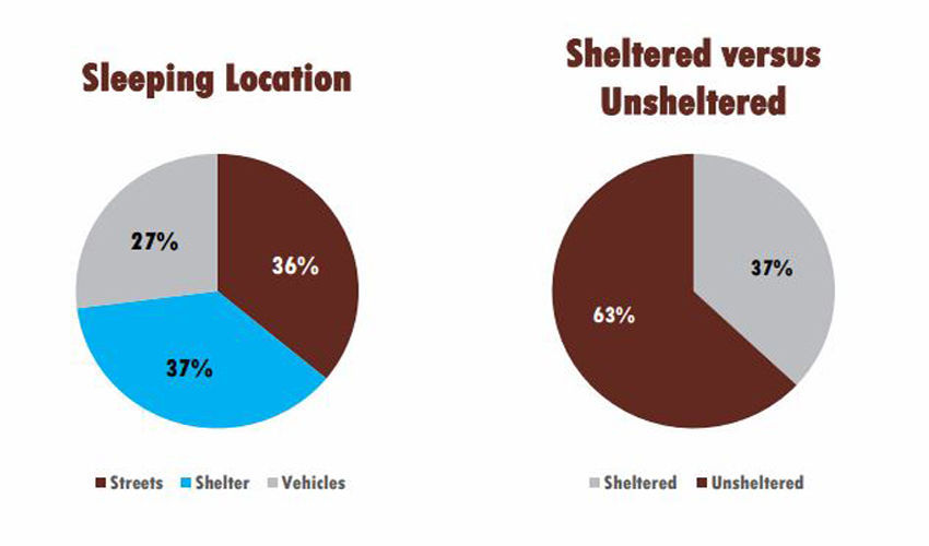 SB County Point in Time Homelessness Results: Sleeping Location